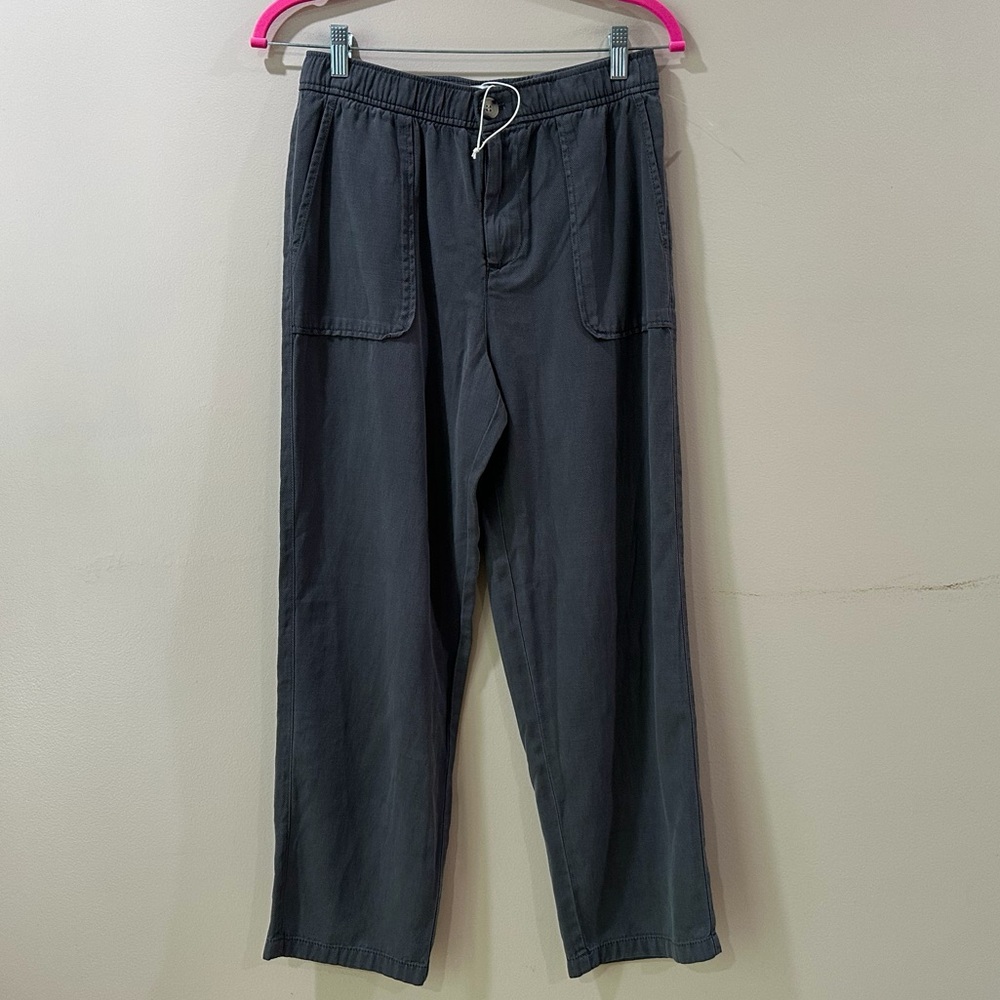 Zara Grey Pull On Utility Pants Cargo Slouchy straight Leg Trousers Women XS